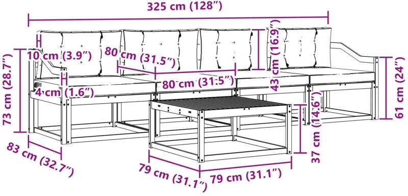 vidaXL Σειρά Καναπέ Εξωτερικού με μαξιλάρι 4 pcs Άσπρο και Ανθρακί