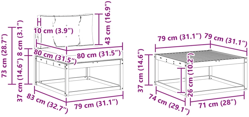 vidaXL Σειρά Καναπέ Εξωτερικού με μαξιλάρι 4 pcs Άσπρο και Ανθρακί