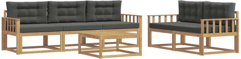 vidaXL Σειρά Καναπέ Εξωτερικού με μαξιλάρι 6 pcs Άσπρο και Ανθρακί