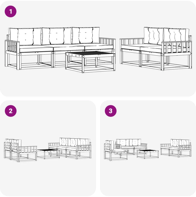vidaXL Σειρά Καναπέ Εξωτερικού με μαξιλάρι 6 pcs Άσπρο και Ανθρακί