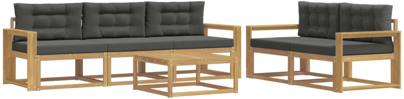 vidaXL Σειρά Καναπέ Εξωτερικού με μαξιλάρι 6 pcs Άσπρο και Ανθρακί