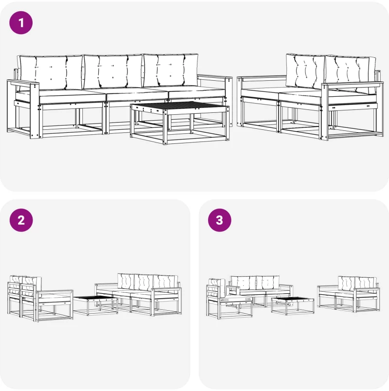 vidaXL Σειρά Καναπέ Εξωτερικού με μαξιλάρι 6 pcs Άσπρο και Ανθρακί