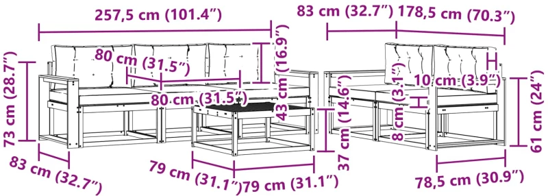vidaXL Σειρά Καναπέ Εξωτερικού με μαξιλάρι 6 pcs Άσπρο και Ανθρακί