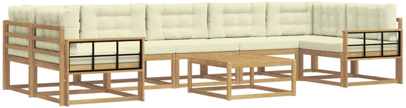 vidaXL Σειρά Καναπέ Εξωτερικού με μαξιλάρι 6 pcs Λευκό και Κρεμ