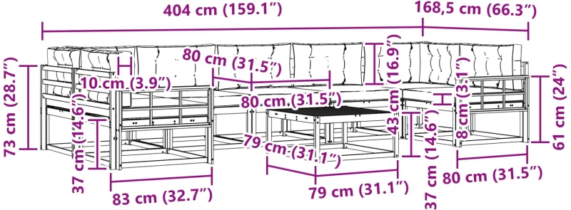 vidaXL Σειρά Καναπέ Εξωτερικού με μαξιλάρι 6 pcs Λευκό και Κρεμ