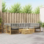vidaXL Σειρά Καναπέ Εξωτερικού 7 pcs Λευκό και Ανοιχτό Γκρι