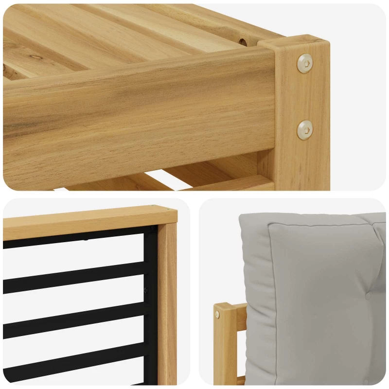 vidaXL Σειρά Καναπέ Εξωτερικού 7 pcs Λευκό και Ανοιχτό Γκρι