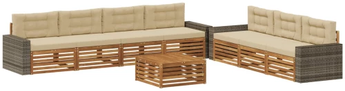 vidaXL Σειρά Καναπέ Εξωτερικού 8 pcs Φυσικό και Μπεζ 79 x 79 x 37 εκ
