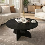 Τραπεζάκι σαλονιού Mara Megapap χρώμα sencron black Ø75x36,8εκ.