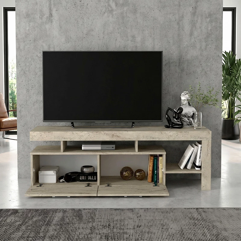 Έπιπλο τηλεόρασης Acnes Megapap χρώμα travertine 160x40x53εκ.