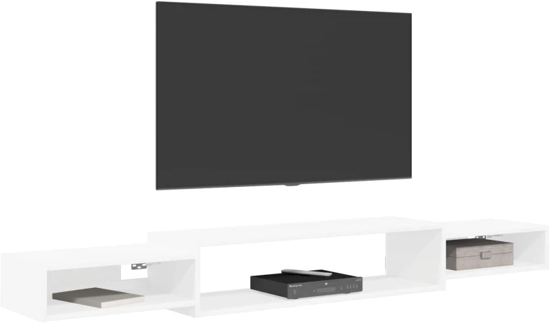 vidaXL Κρεμαστός θρανίο τηλεόρασης Επιτοίχιο Λευκό 180 x 28 x 21 εκ