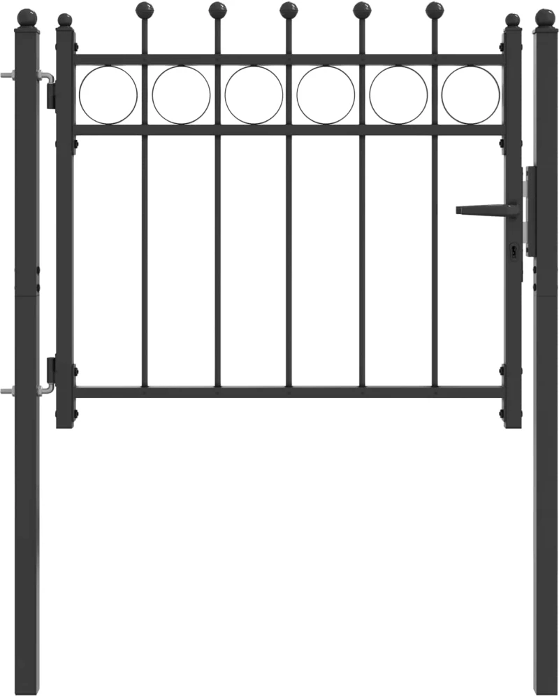 vidaXL Πύλη Φράχτη HORST 100 x 75 cm Μέταλλο Μαύρο Κλειδώσιμο