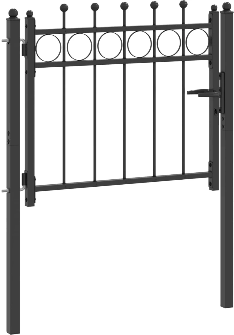 vidaXL Πύλη Φράχτη HORST 100 x 75 cm Μέταλλο Μαύρο Κλειδώσιμο