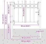 vidaXL Πύλη Φράχτη HORST 100 x 75 cm Μέταλλο Μαύρο Κλειδώσιμο