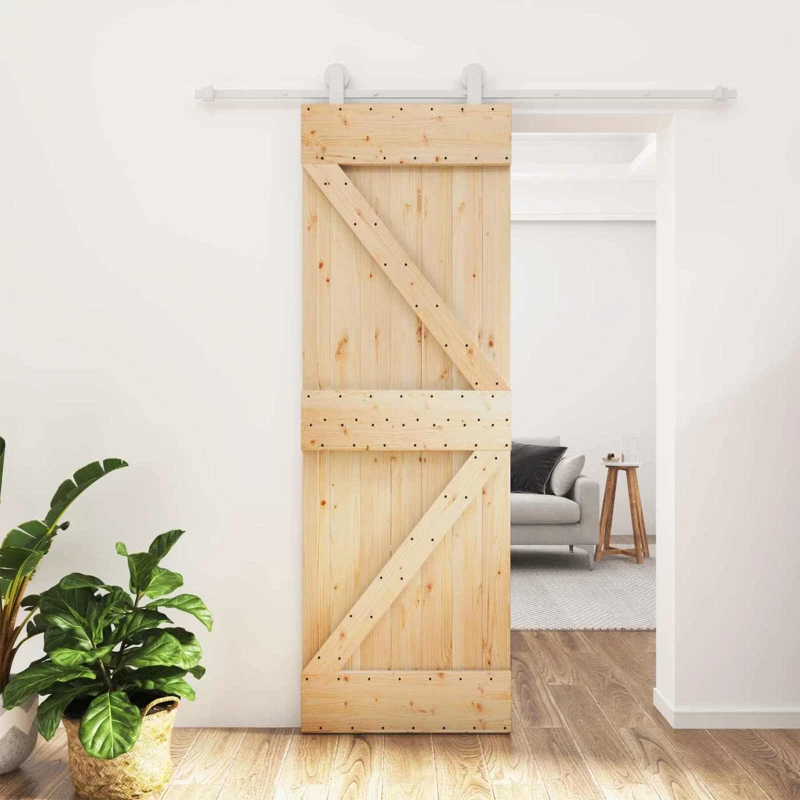vidaXL Συρόμενη Πόρτα Φυσικό και Λευκό 70 x 210 cm