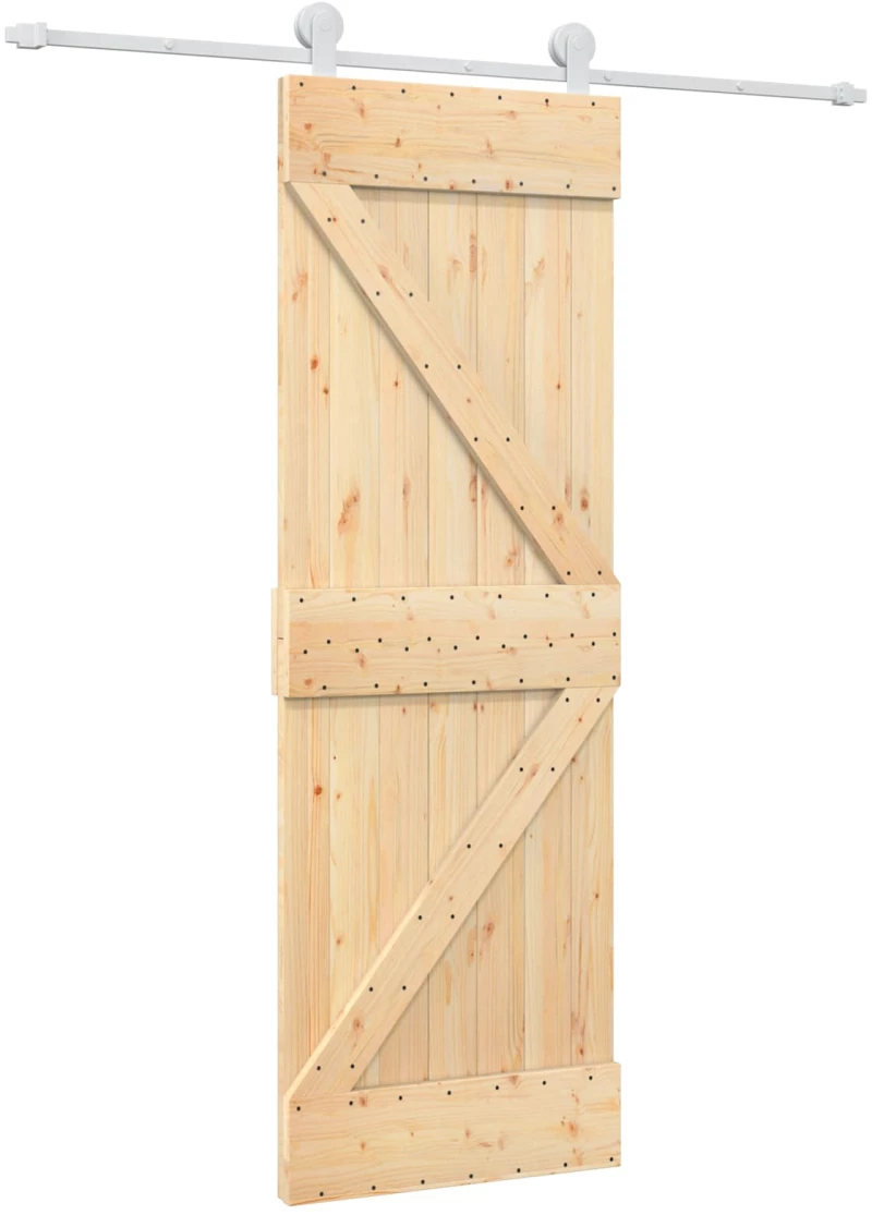 vidaXL Συρόμενη Πόρτα Φυσικό και Λευκό 70 x 210 cm