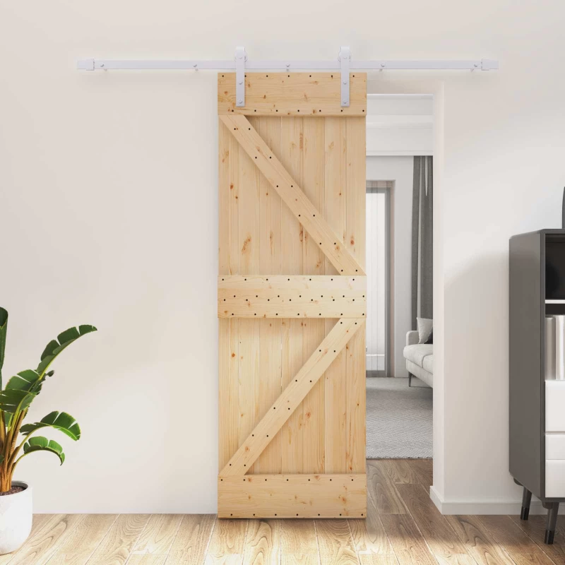 vidaXL Συρόμενη Πόρτα Φυσικό και Λευκό 70 x 210 cm