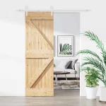 vidaXL Συρόμενη Πόρτα Φυσικό και Λευκό 70 x 210 cm