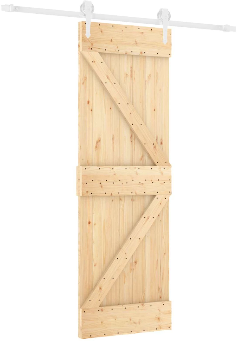vidaXL Συρόμενη Πόρτα Φυσικό και Λευκό 70 x 210 cm