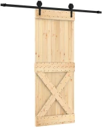 vidaXL Συρόμενη Πόρτα Φυσικό και Μαύρο 80 x 210 cm