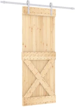 vidaXL Συρόμενη Πόρτα Φυσικό και Λευκό 80 x 210 cm