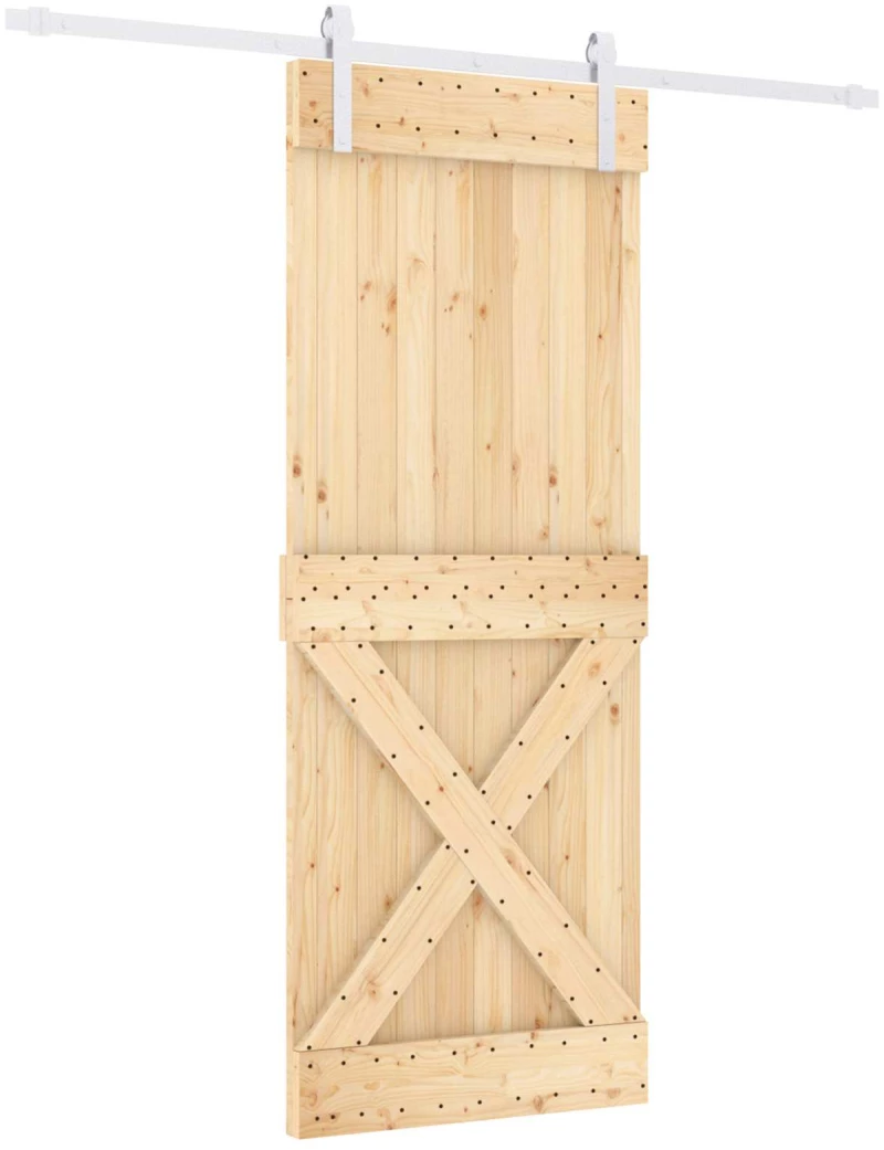 vidaXL Συρόμενη Πόρτα Φυσικό και Λευκό 80 x 210 cm