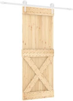 vidaXL Συρόμενη Πόρτα Φυσικό και Λευκό 80 x 210 cm