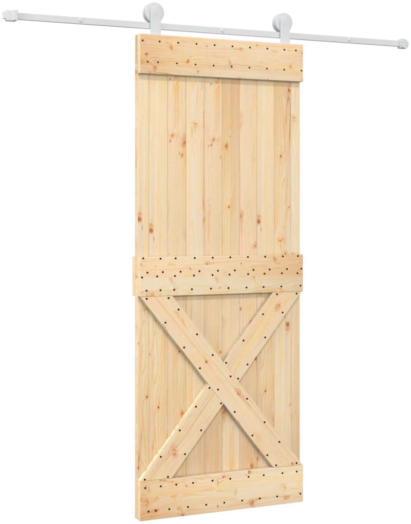 vidaXL Συρόμενη Πόρτα Φυσικό και Λευκό 80 x 210 cm