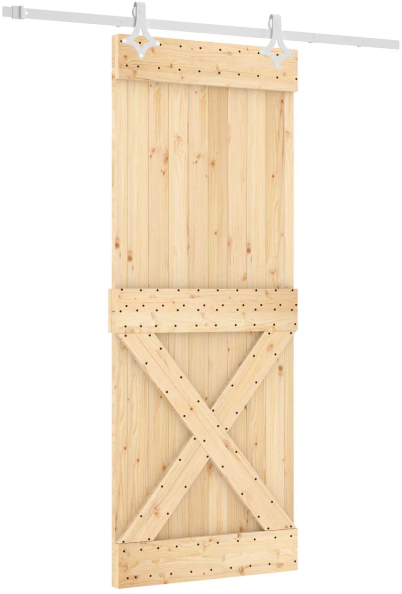 vidaXL Συρόμενη Πόρτα Φυσικό και Λευκό 80 x 210 cm