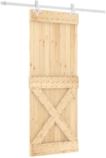 vidaXL Συρόμενη Πόρτα Φυσικό και Λευκό 80 x 210 cm