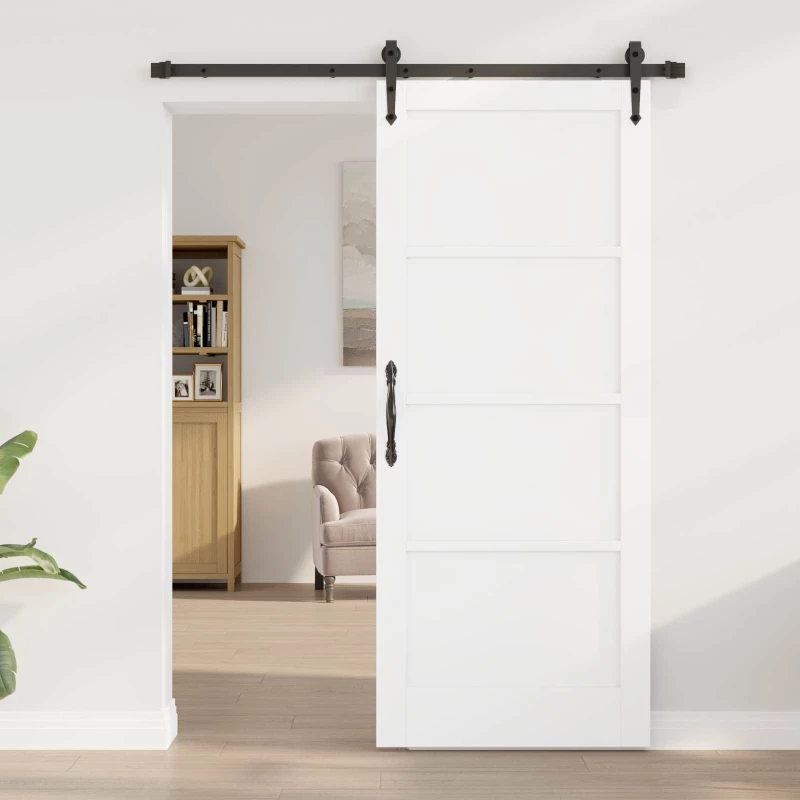 vidaXL Συρόμενη Πόρτα ORKDAL Λευκό 83 x 202 εκ. Μασίφ Ξύλο Πεύκου