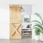 vidaXL Συρόμενη Πόρτα Φυσικό και Λευκό 85 x 210 cm
