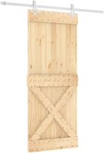 vidaXL Συρόμενη Πόρτα Φυσικό και Λευκό 85 x 210 cm