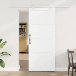 vidaXL Συρόμενη Πόρτα Λευκό 83 x 202 εκ. Μασίφ Ξύλο Πεύκου