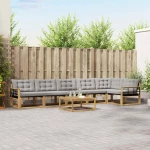 vidaXL Σειρά Καναπέ Εξωτερικού 7 pcs Λευκό και Ανοιχτό Γκρι