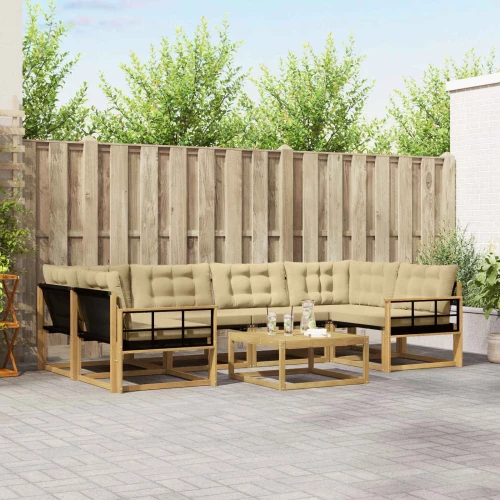 vidaXL Σειρά Καναπέ Εξωτερικού 7 pcs Λευκό και Μπεζ 79 x 79 x 37 εκ