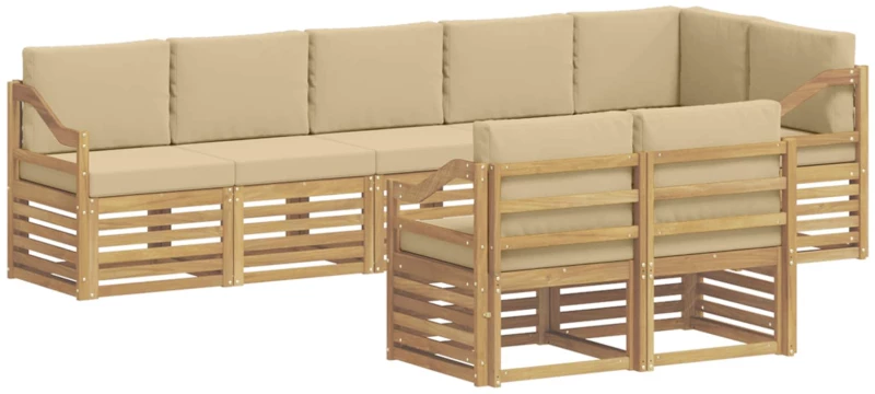 vidaXL Σειρά Καναπέ Εξωτερικού 8 pcs Λευκό και Μπεζ