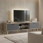 Έπιπλο τηλεόρασης Gorna pakoworld sonoma-ανθρακί 180x35x48.6εκ