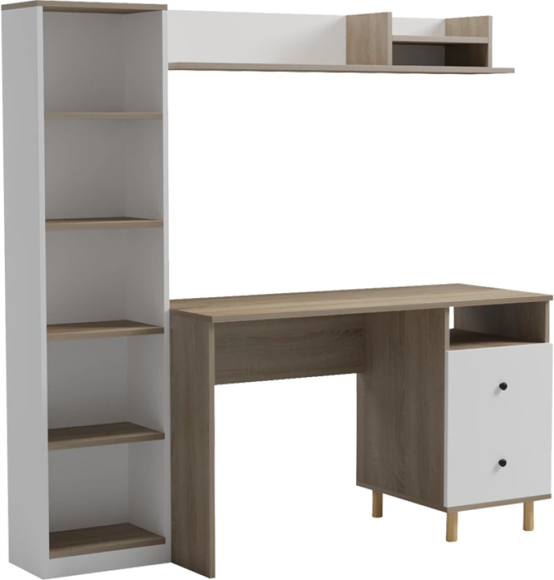 Σύνθεση γραφείου Kontor pakoworld sonoma-λευκό 160x50x158,2εκ