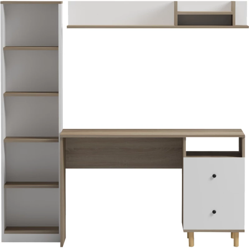 Σύνθεση γραφείου Kontor pakoworld sonoma-λευκό 160x50x158,2εκ