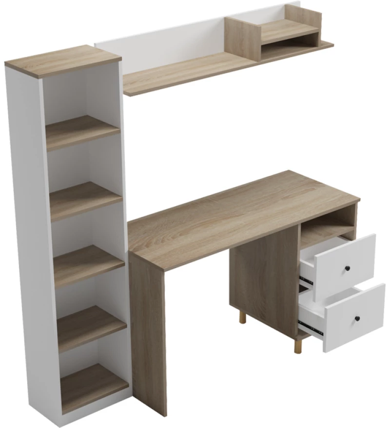Σύνθεση γραφείου Kontor pakoworld sonoma-λευκό 160x50x158,2εκ