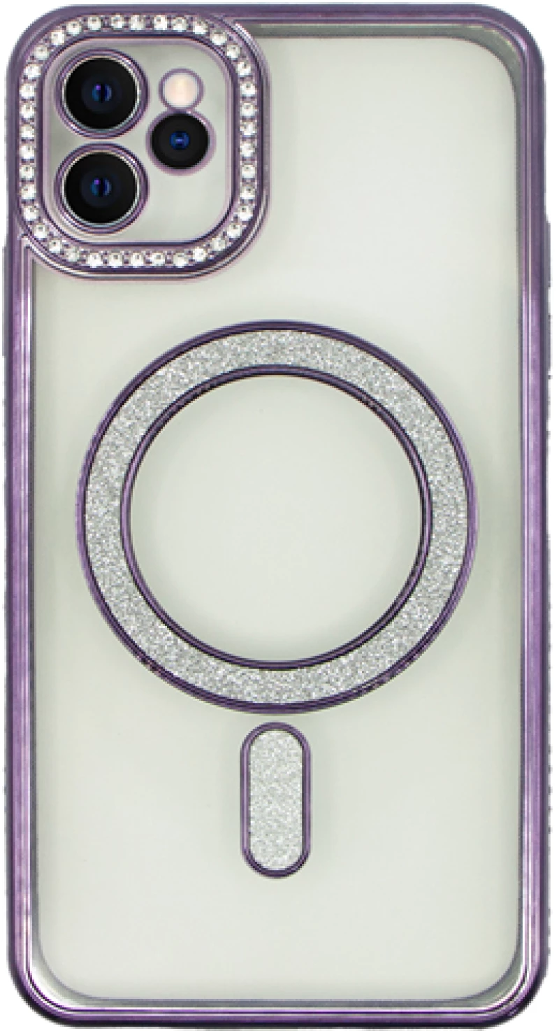 Vivid Magsafe Strass and Glitter Case Apple iPhone 12/12 Pro Purple