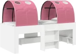 vidaXL Κρεβάτι με Σήραγγα 4 pcs Λευκό και Ρόζ Επεξεργασμένο Ξύλο