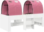 vidaXL Κρεβάτι με Σήραγγα 4 pcs Λευκό και Ρόζ Επεξεργασμένο Ξύλο