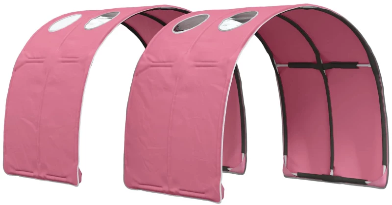 vidaXL Κρεβάτι με Σήραγγα 4 pcs Λευκό και Ρόζ Επεξεργασμένο Ξύλο