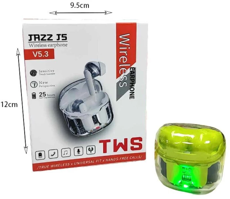Jazz J5 Earbud Bluetooth Handsfree Ακουστικά με Θήκη Φόρτισης Πορτοκαλί