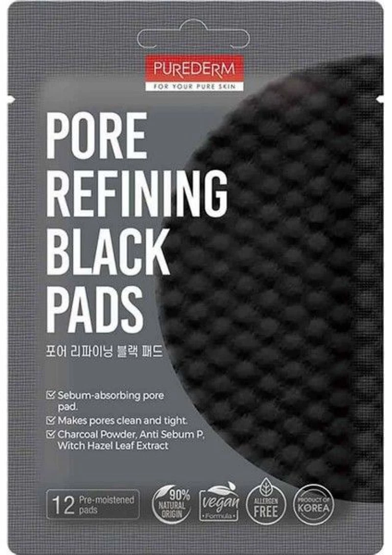 Purederm Pore Refining Black Pads Δίσκοι Καθαρισμού Πόρων Προσώπου 12τμχ