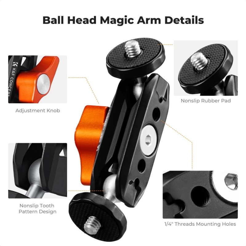 K&F Concept MS48 Magic Arm with Double Ballheads 1/4" Screw (KF31.137)