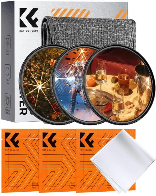 K&F Concept 67mm Star Filters 3pcs Set 4/6/8 Points (SKU.2132V1)