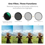 K&F Concept 82mm Nano-Xcel Series Variable ND2-32 & CPL & Black Mist 1/4